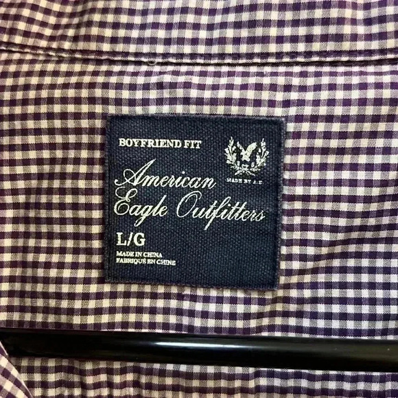 American Eagle Outfitters Boyfriend Fit Button Up Large Light Academia Preppy - Picture 3 of 5